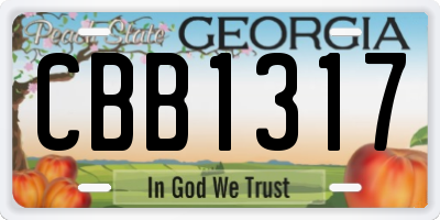 GA license plate CBB1317