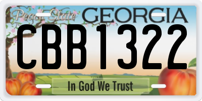 GA license plate CBB1322