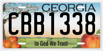 GA license plate CBB1338