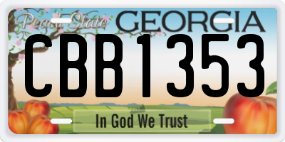 GA license plate CBB1353