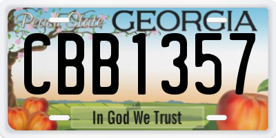 GA license plate CBB1357