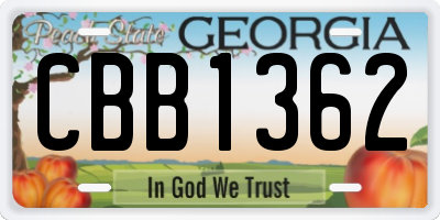 GA license plate CBB1362