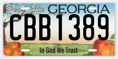 GA license plate CBB1389