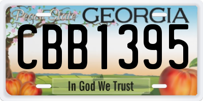 GA license plate CBB1395