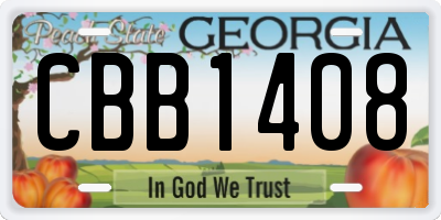 GA license plate CBB1408