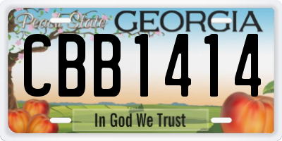 GA license plate CBB1414
