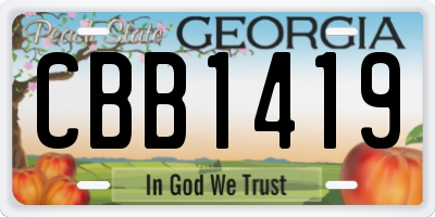 GA license plate CBB1419