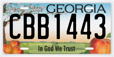 GA license plate CBB1443