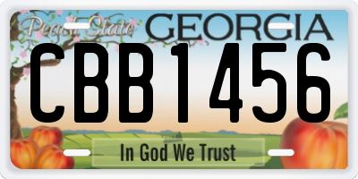 GA license plate CBB1456