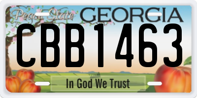 GA license plate CBB1463