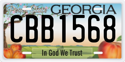 GA license plate CBB1568