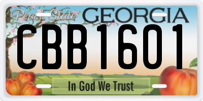 GA license plate CBB1601