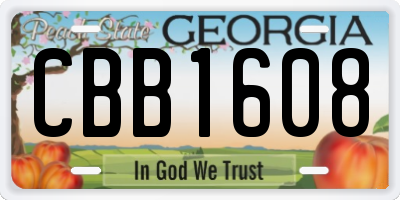 GA license plate CBB1608