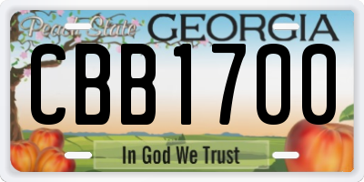 GA license plate CBB1700