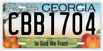 GA license plate CBB1704