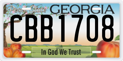 GA license plate CBB1708