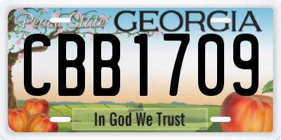 GA license plate CBB1709