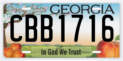 GA license plate CBB1716