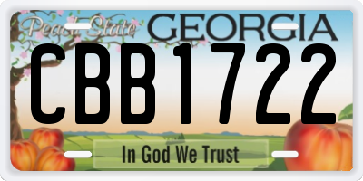 GA license plate CBB1722