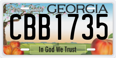 GA license plate CBB1735