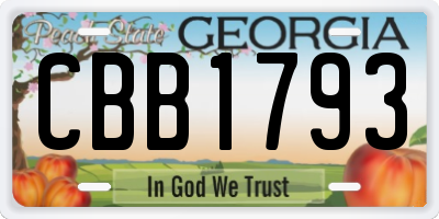 GA license plate CBB1793
