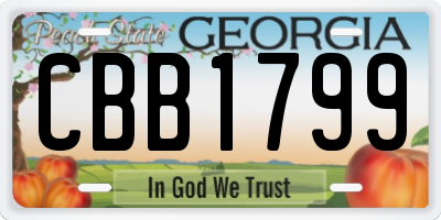 GA license plate CBB1799