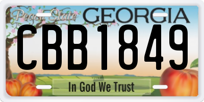 GA license plate CBB1849