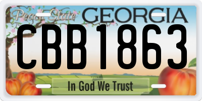 GA license plate CBB1863