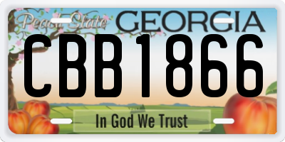 GA license plate CBB1866