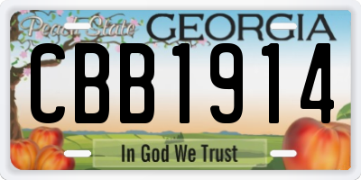 GA license plate CBB1914