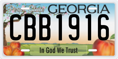 GA license plate CBB1916