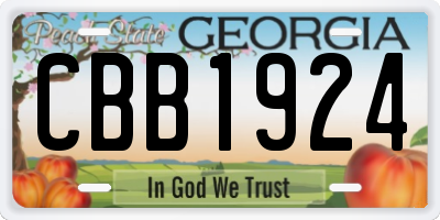 GA license plate CBB1924