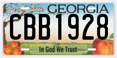 GA license plate CBB1928