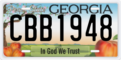 GA license plate CBB1948