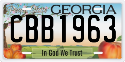 GA license plate CBB1963
