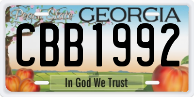 GA license plate CBB1992