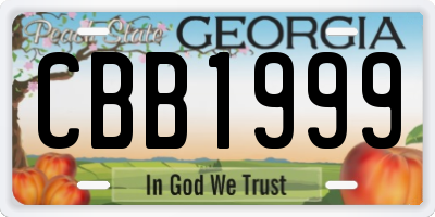 GA license plate CBB1999