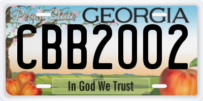 GA license plate CBB2002