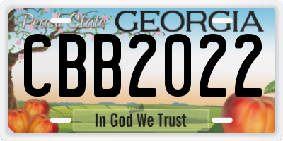GA license plate CBB2022