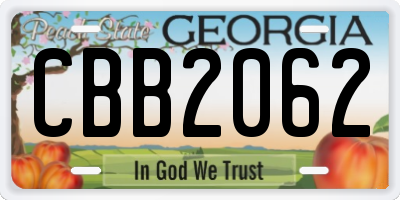 GA license plate CBB2062
