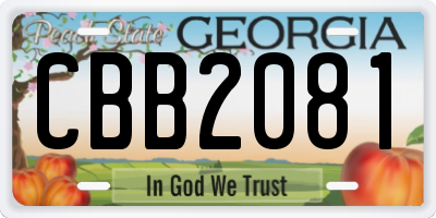 GA license plate CBB2081