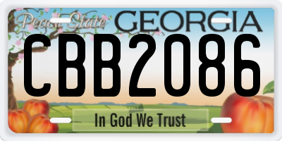 GA license plate CBB2086