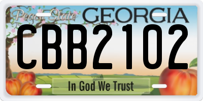 GA license plate CBB2102
