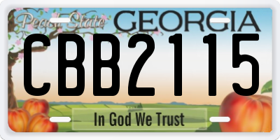 GA license plate CBB2115