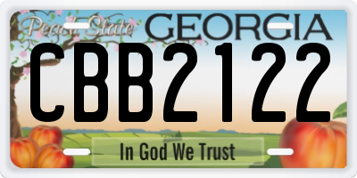 GA license plate CBB2122