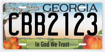 GA license plate CBB2123