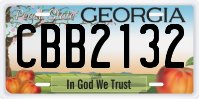 GA license plate CBB2132