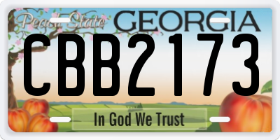 GA license plate CBB2173