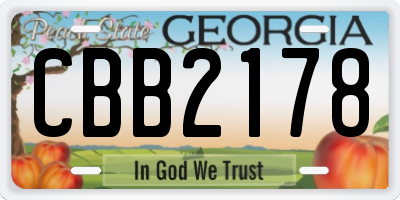 GA license plate CBB2178
