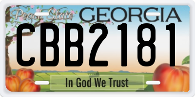 GA license plate CBB2181